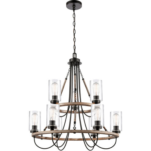 Paladin 9 Light 32 inch Matte Black Chandelier Ceiling Light in Clear Glass
