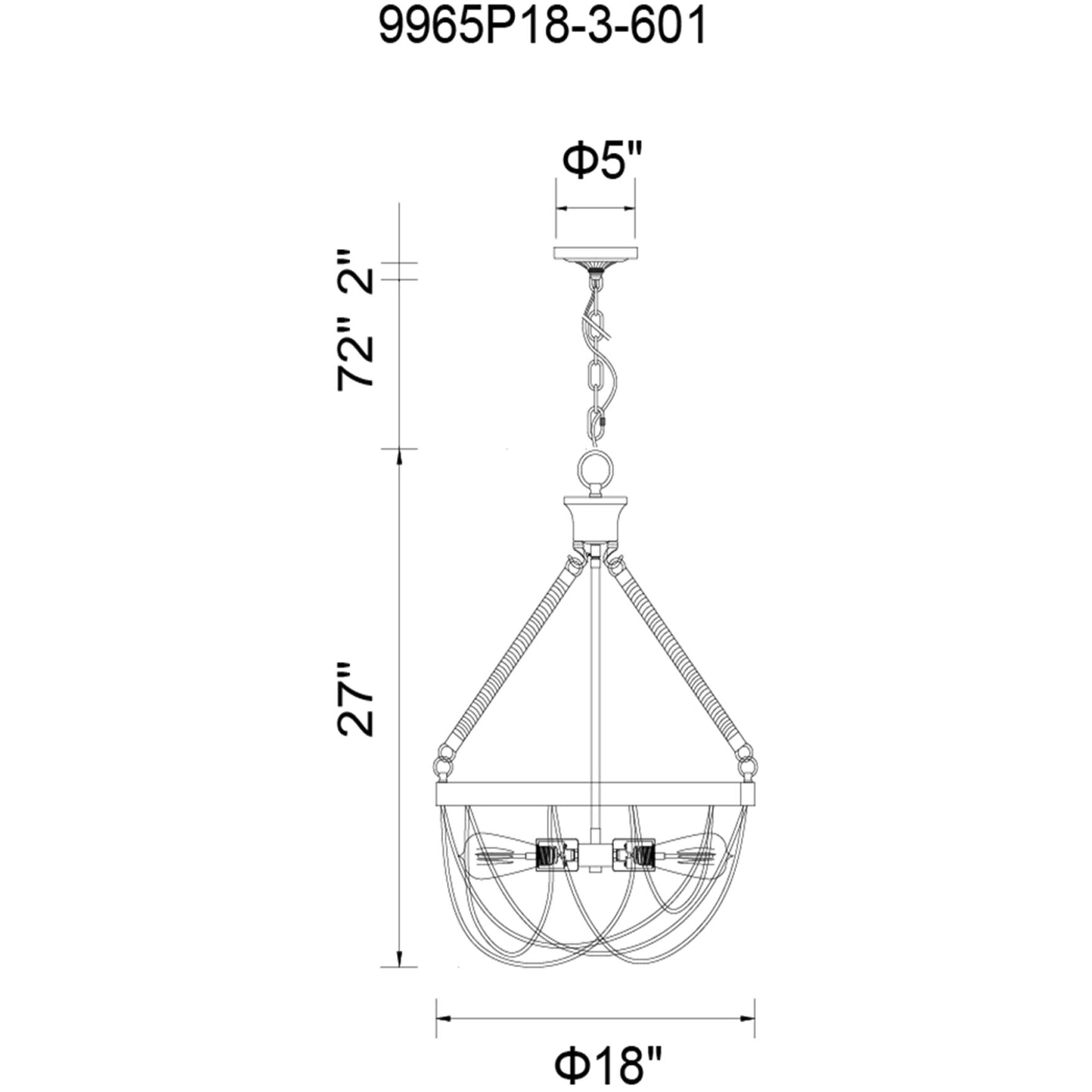 Parana 3 Light 18 inch Chrome Down Chandelier Ceiling Light