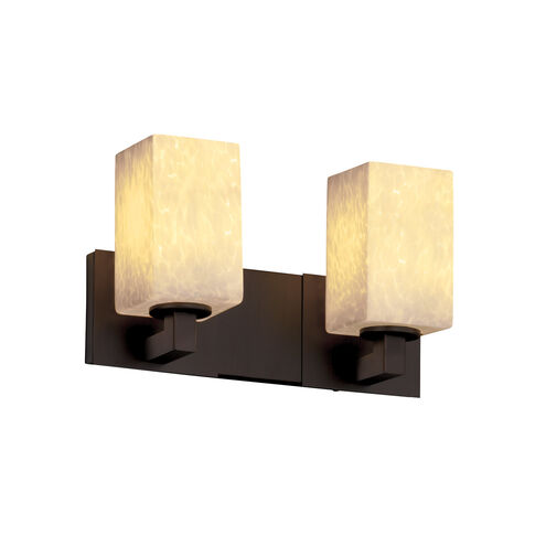 Fusion 2 Light 15 inch Antique Brass Bath Vanity Light Wall Light in 1400 Lm LED, Square with Flat Rim, Almond Fusion
