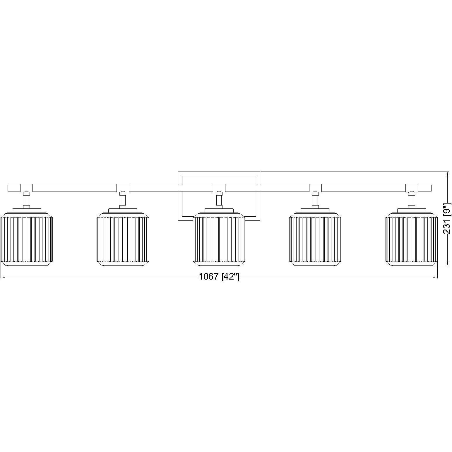 Landon 5 Light 42 inch Modern Gold Vanity Wall Light