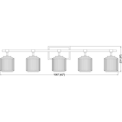 Landon 5 Light 42 inch Modern Gold Vanity Wall Light