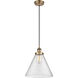 Ballston X-Large Cone 1 Light 8 inch Brushed Brass Mini Pendant Ceiling Light in Seedy Glass