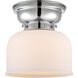 Aditi Large Bell 1 Light 8 inch Polished Chrome Flush Mount Ceiling Light in Matte White Glass, Aditi