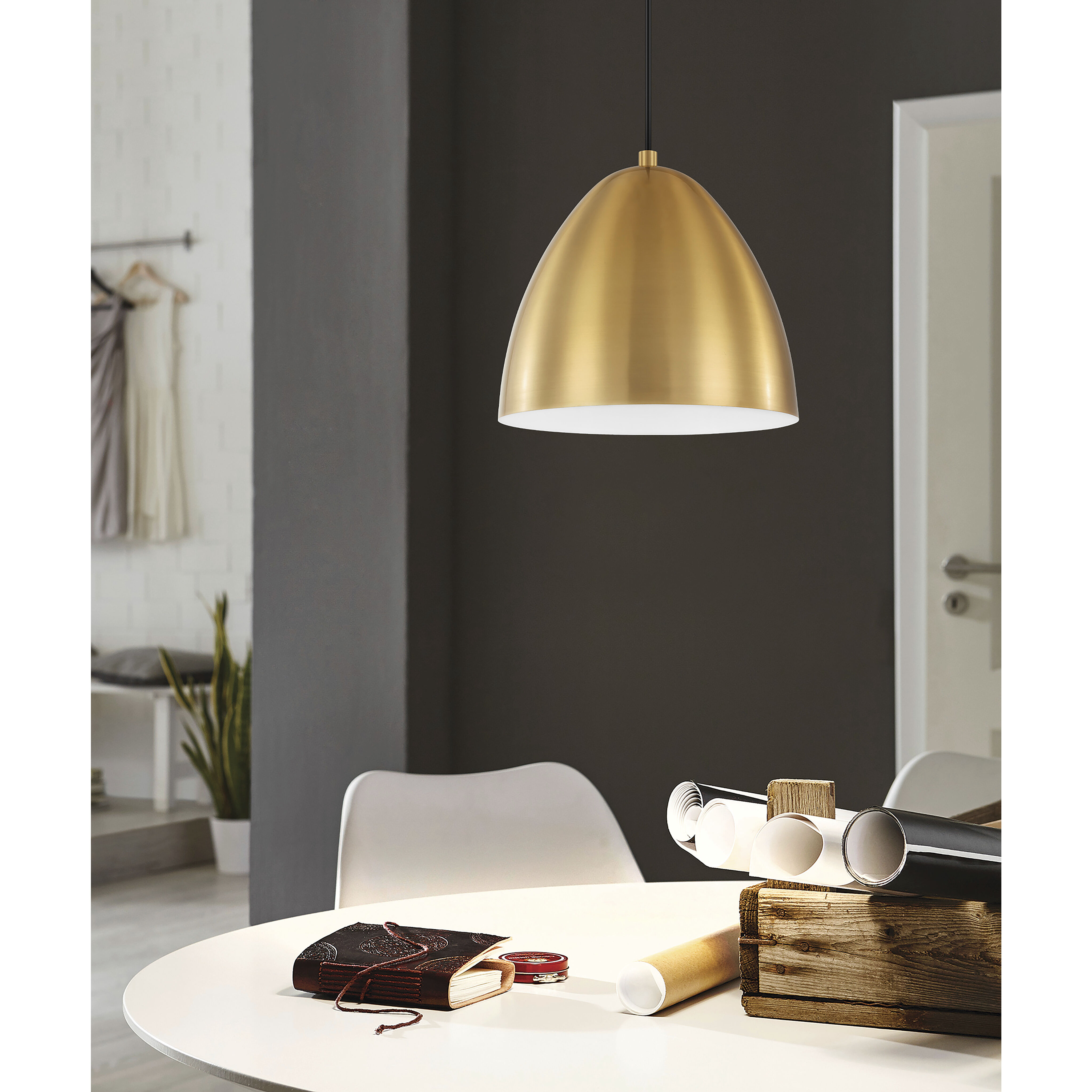 Coretto 1 Light 10.83 inch Brushed Gold and Matte White Pendant Ceiling Light