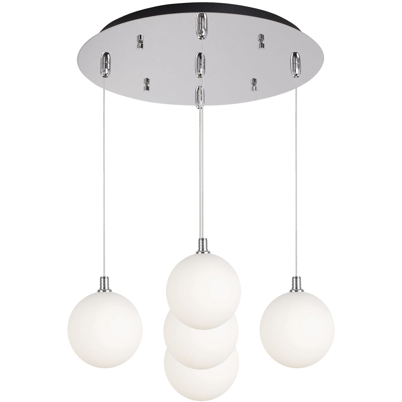 Bolla LED 15.75 inch Chrome Multi Pendant Ceiling Light in Opal Glass