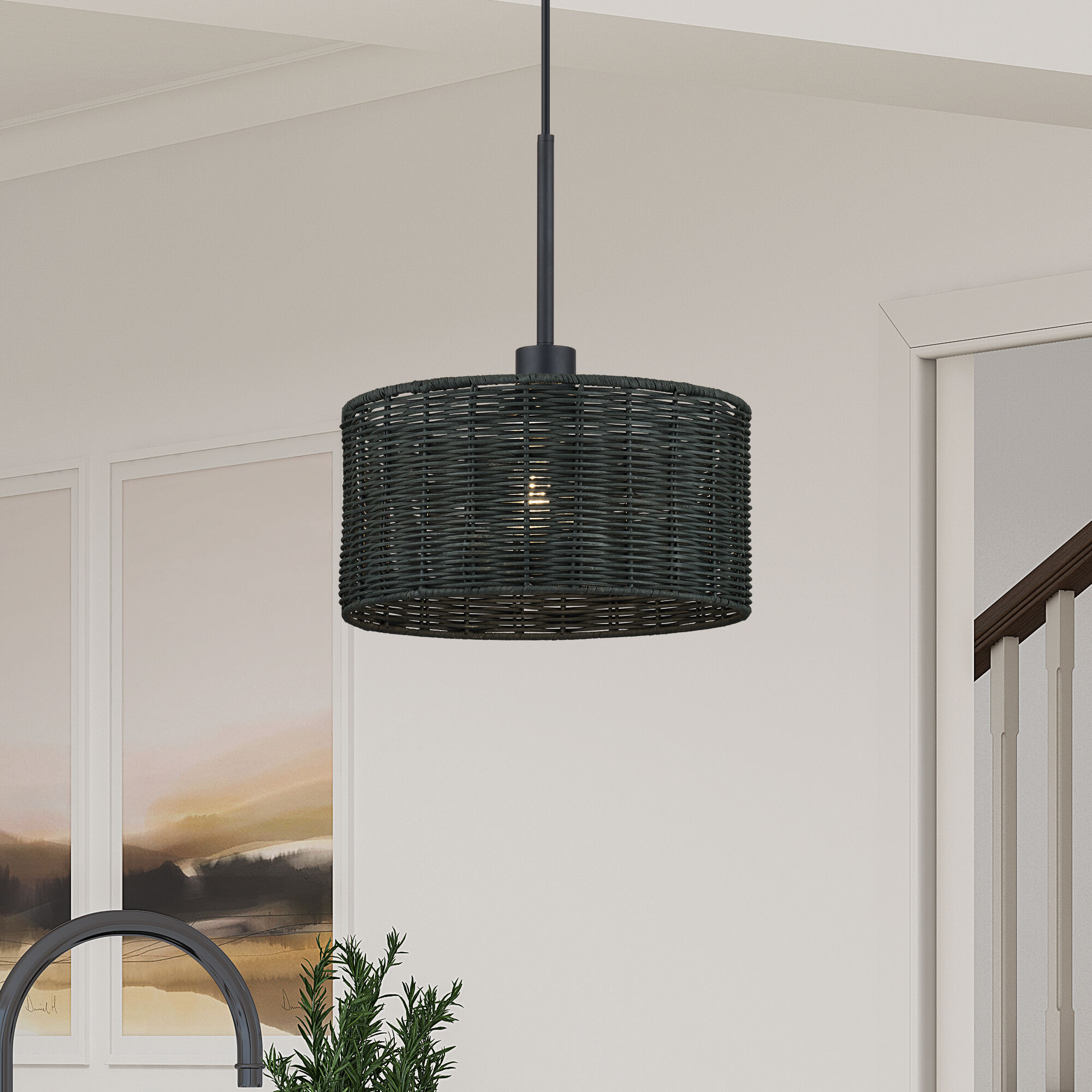 Weavington 1 Light 12 inch Black Pendant Ceiling Light