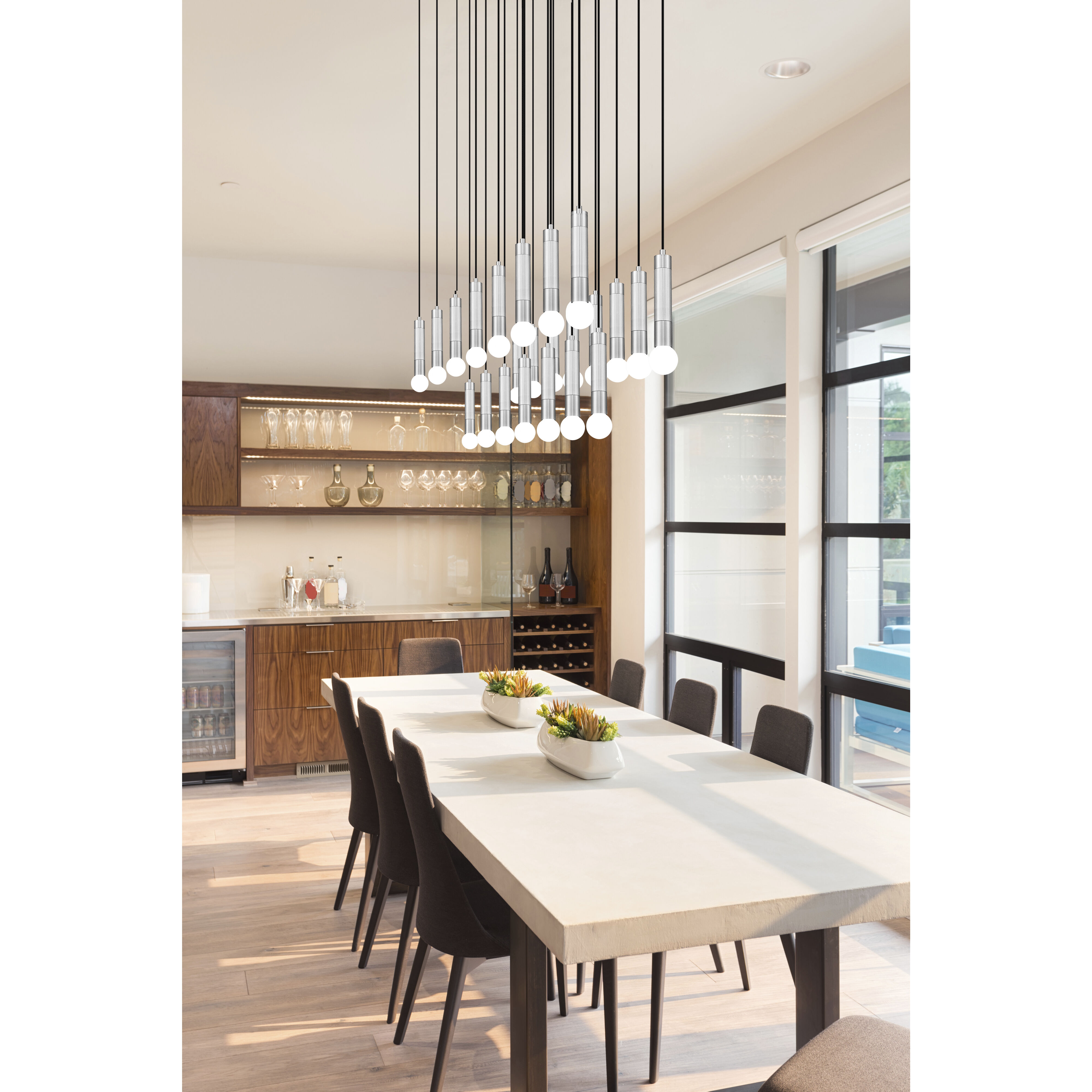 Stari Linear Chandelier Ceiling Light in Brushed Nickel