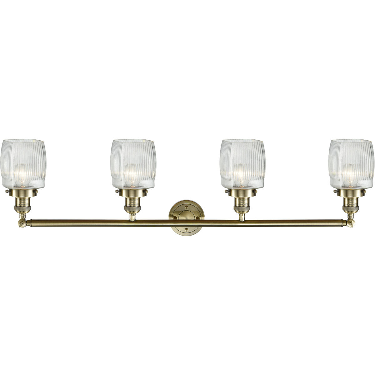 Franklin Restoration Colton LED 42 inch Antique Brass Bath Vanity Light Wall Light in Clear Halophane Glass, Franklin Restoration