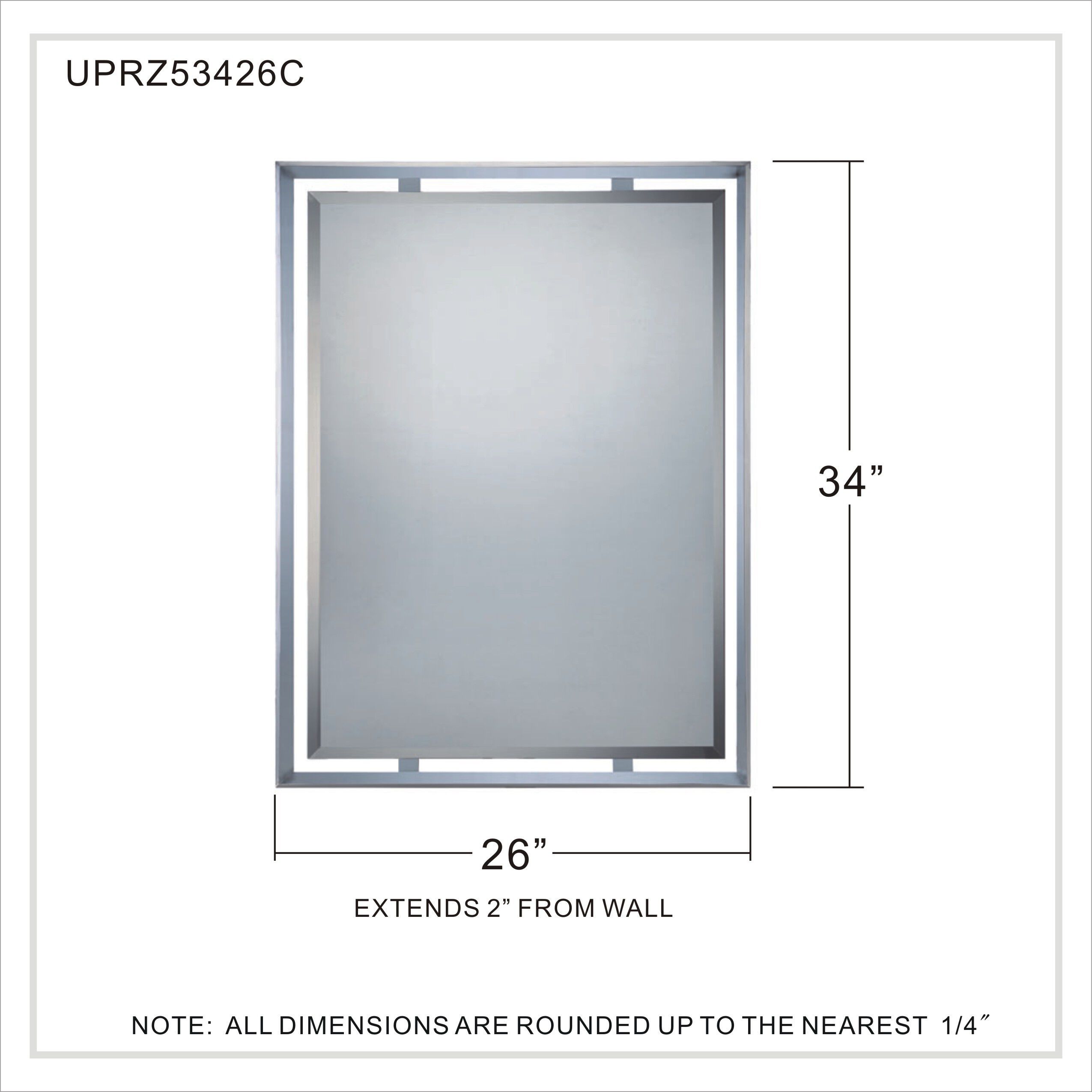Quoizel UPRZ53426C Ritz 34 X 26 inch Polished Chrome Wall Mirror