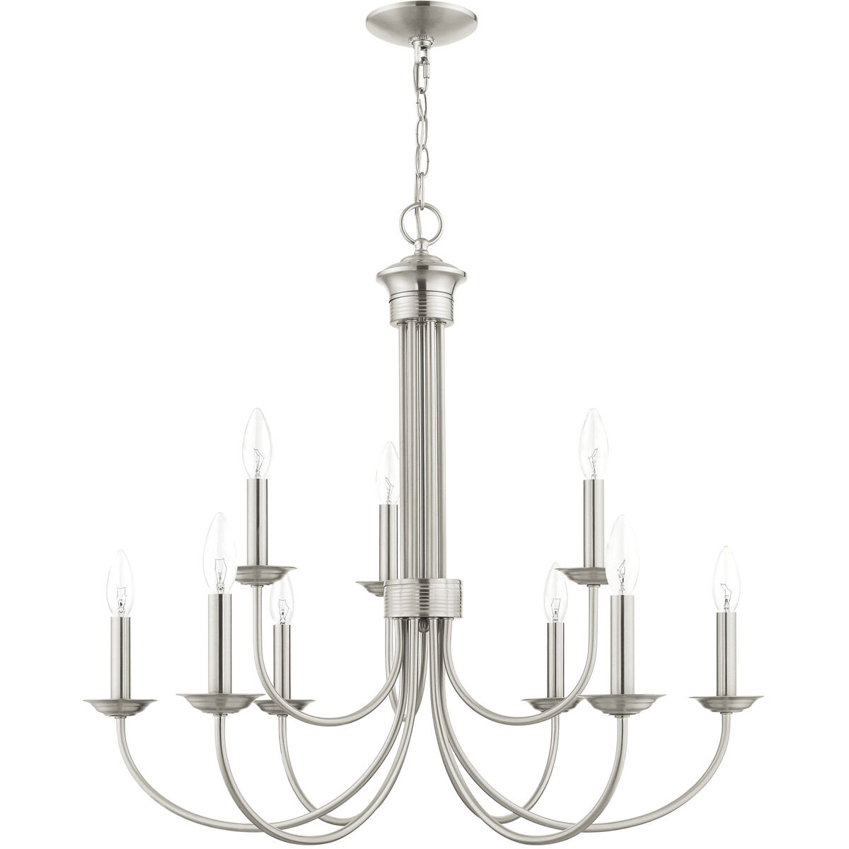 Estate 9 Light 30 inch Brushed Nickel Chandelier Ceiling Light