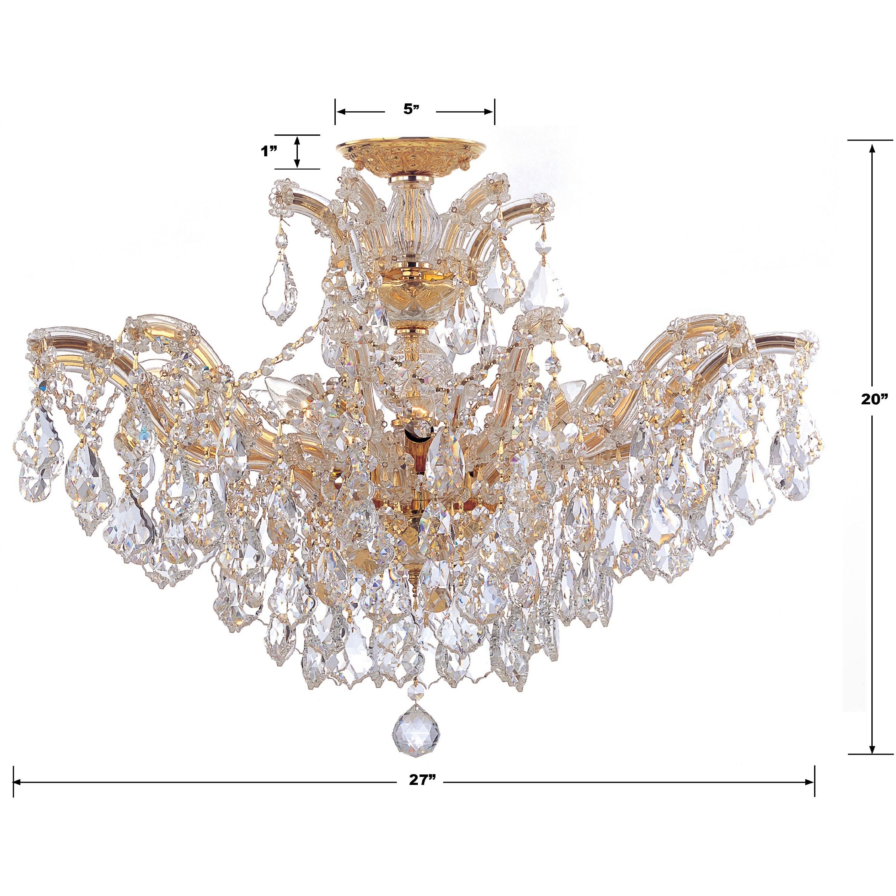 Maria Theresa 6 Light 29 inch Gold Semi Flush Ceiling Light in Clear Hand Cut