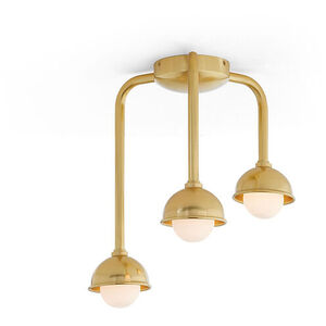 Delicate Curves 3 Light 15 inch Aged Brass Semi Flush Ceiling Light