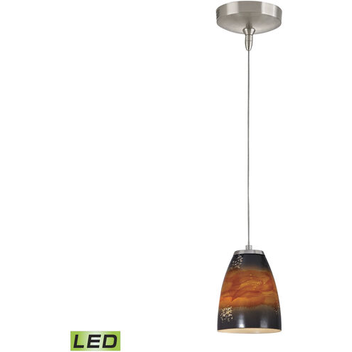 Low Voltage LED 5 inch Brushed Nickel with Brown and Yellow Mini Pendant Ceiling Light in Umber Sunrise