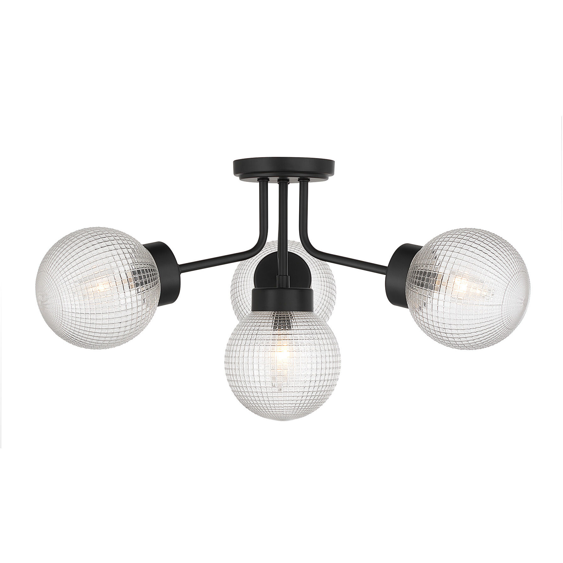 Coral 4 Light 27 inch Matte Black Semi-Flush Ceiling Light