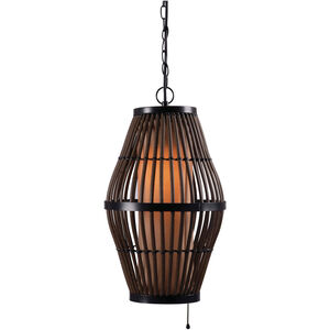 Biscayne 1 Light 14 inch Rattan With Black Accents Outdoor Pendant