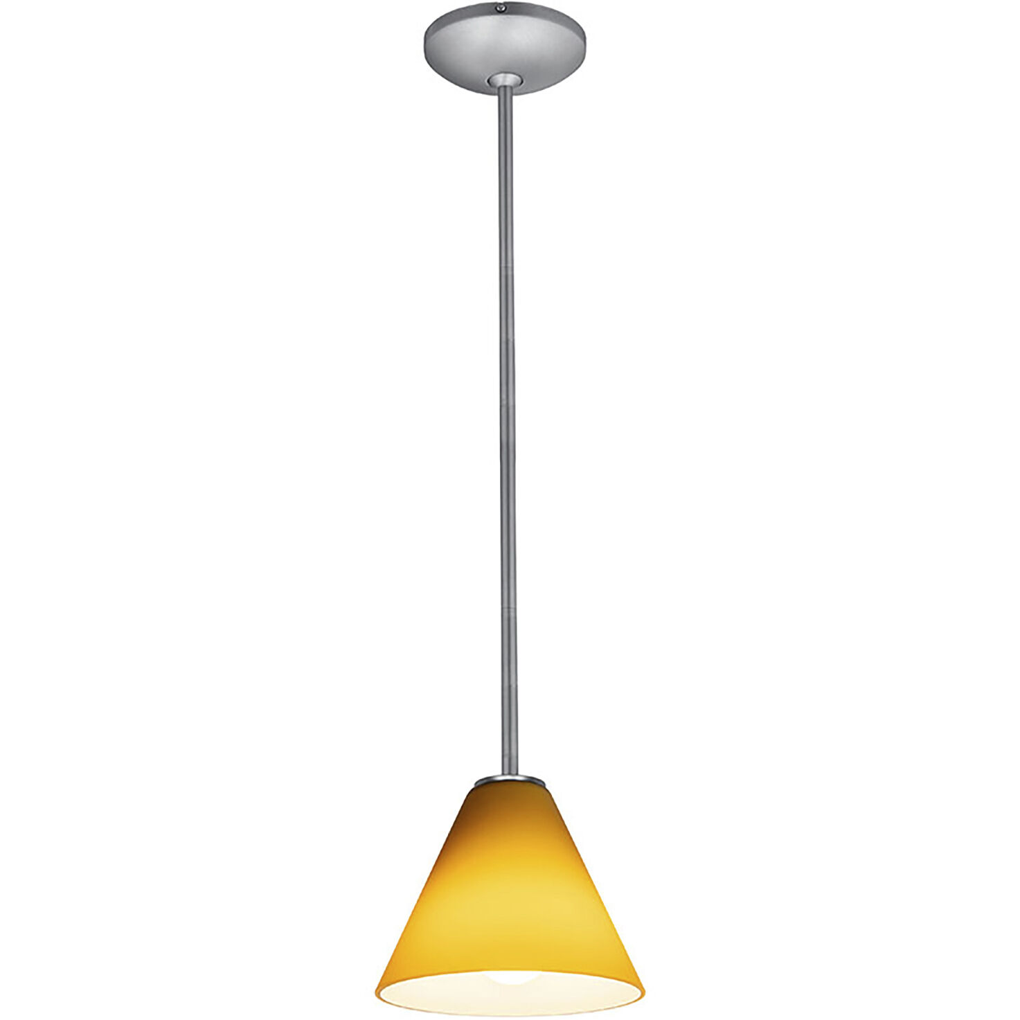 Martini LED 7 inch Brushed Steel Pendant Ceiling Light in Amber