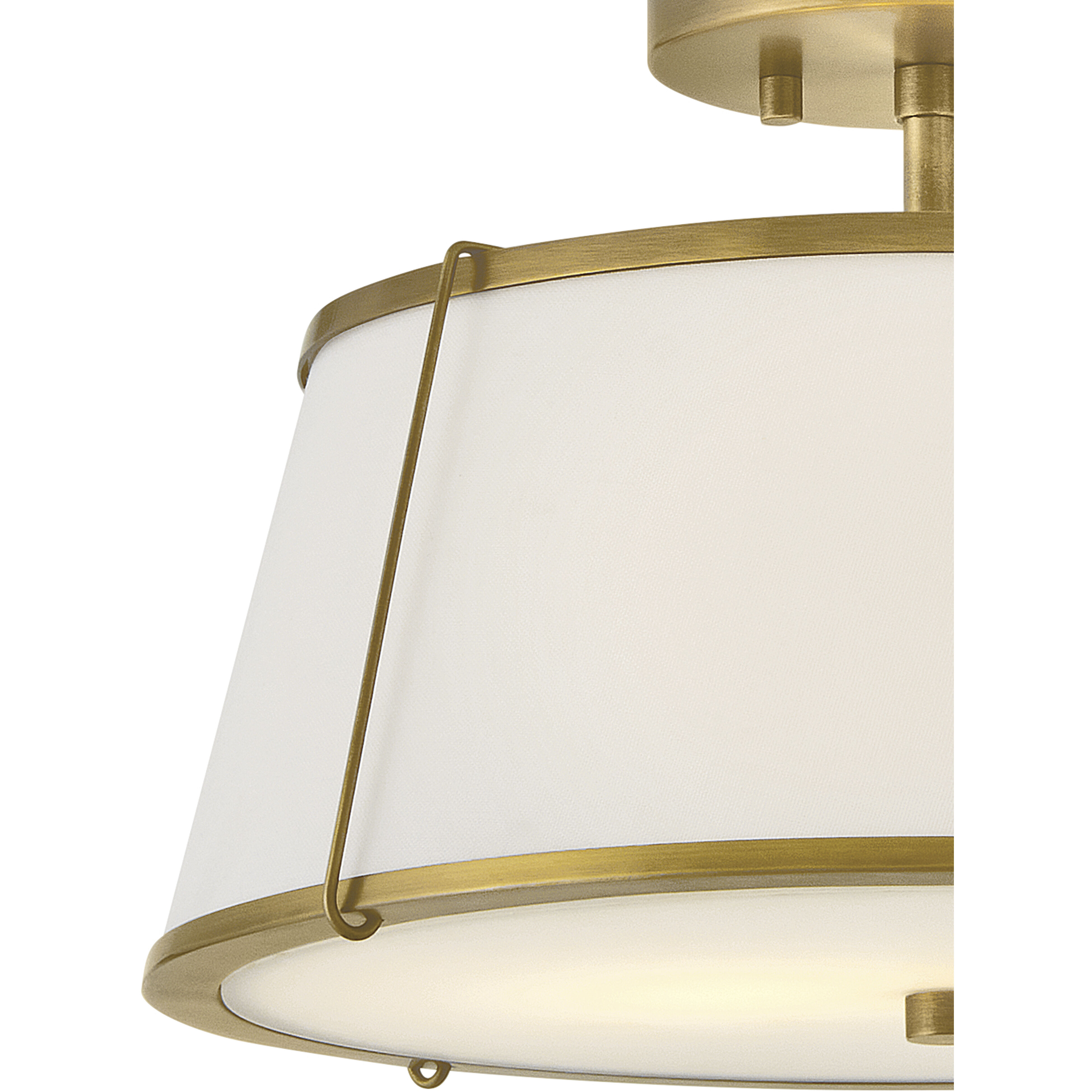 Clarke 2 Light 15 inch Lacquered Dark Brass Semi-Flush Mount Ceiling Light in Lacquered Dark Brass with Off White
