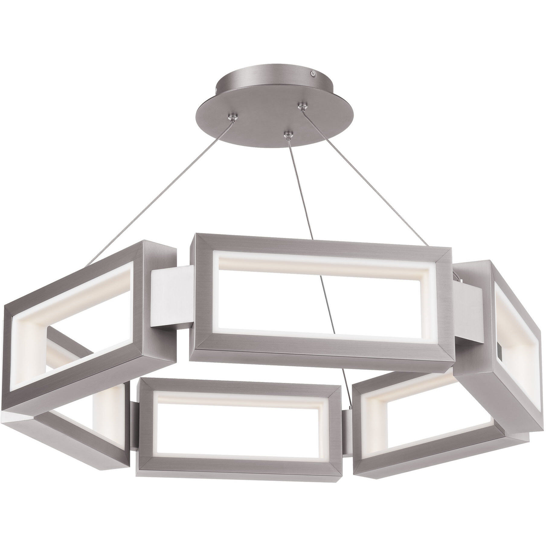 Mies 6 Light 23.88 inch Brushed Nickel Chandelier Ceiling Light in 29in.