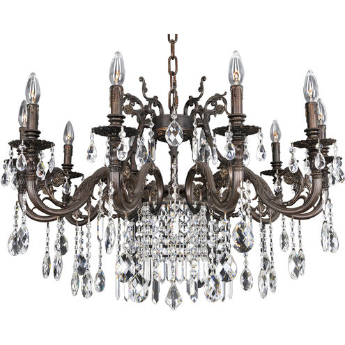 Avelli 10 Light 35 inch Sienna Bronze with Antique Silver Leaf accents Chandelier Ceiling Light in Firenze Clear
