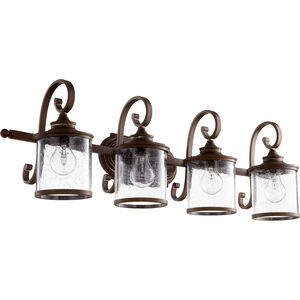 San Miguel 4 Light 36 inch Vintage Copper Vanity Light Wall Light, Clear Seeded