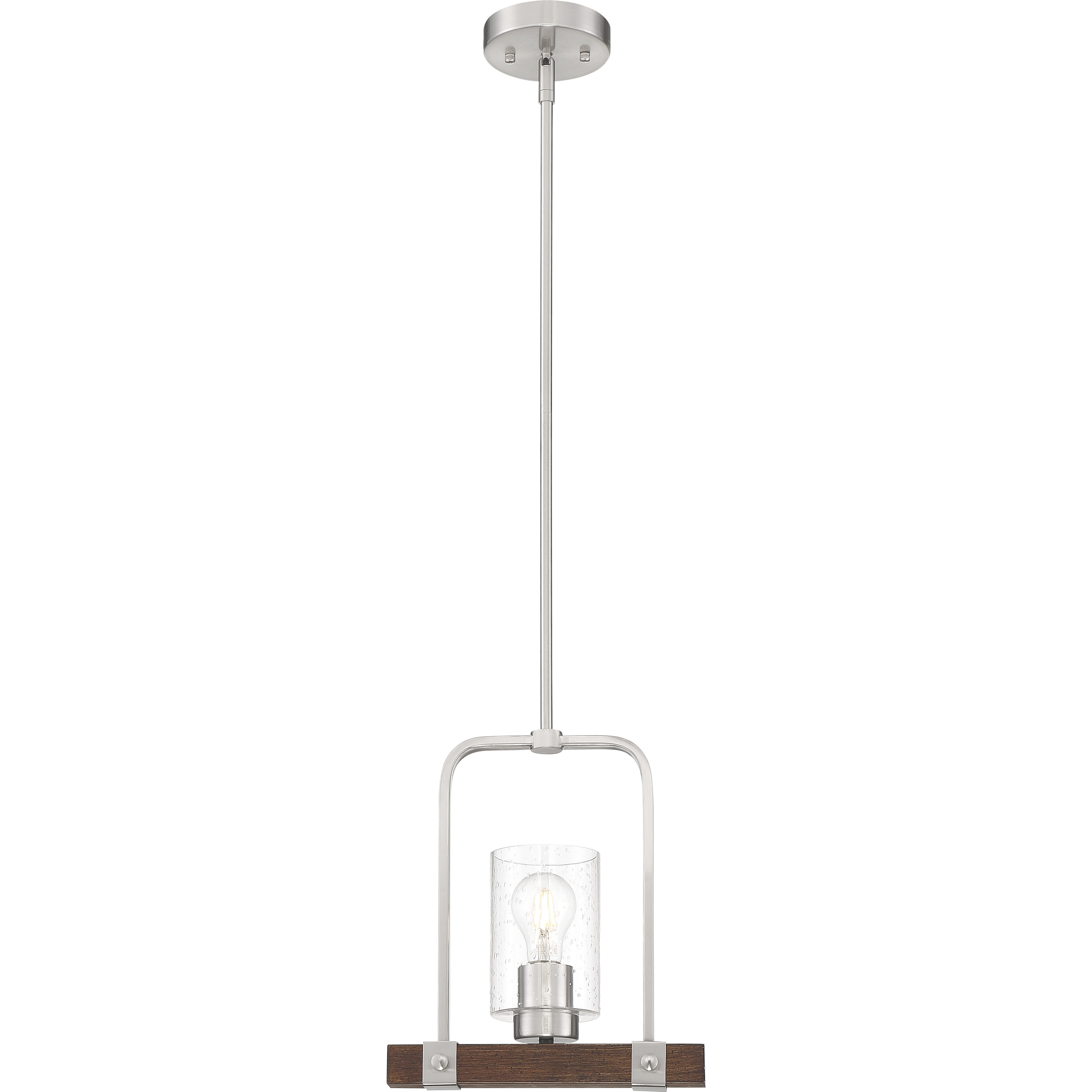 Arabel 1 Light 4 inch Brushed Nickel and Nutmeg Wood Mini Pendant Ceiling Light