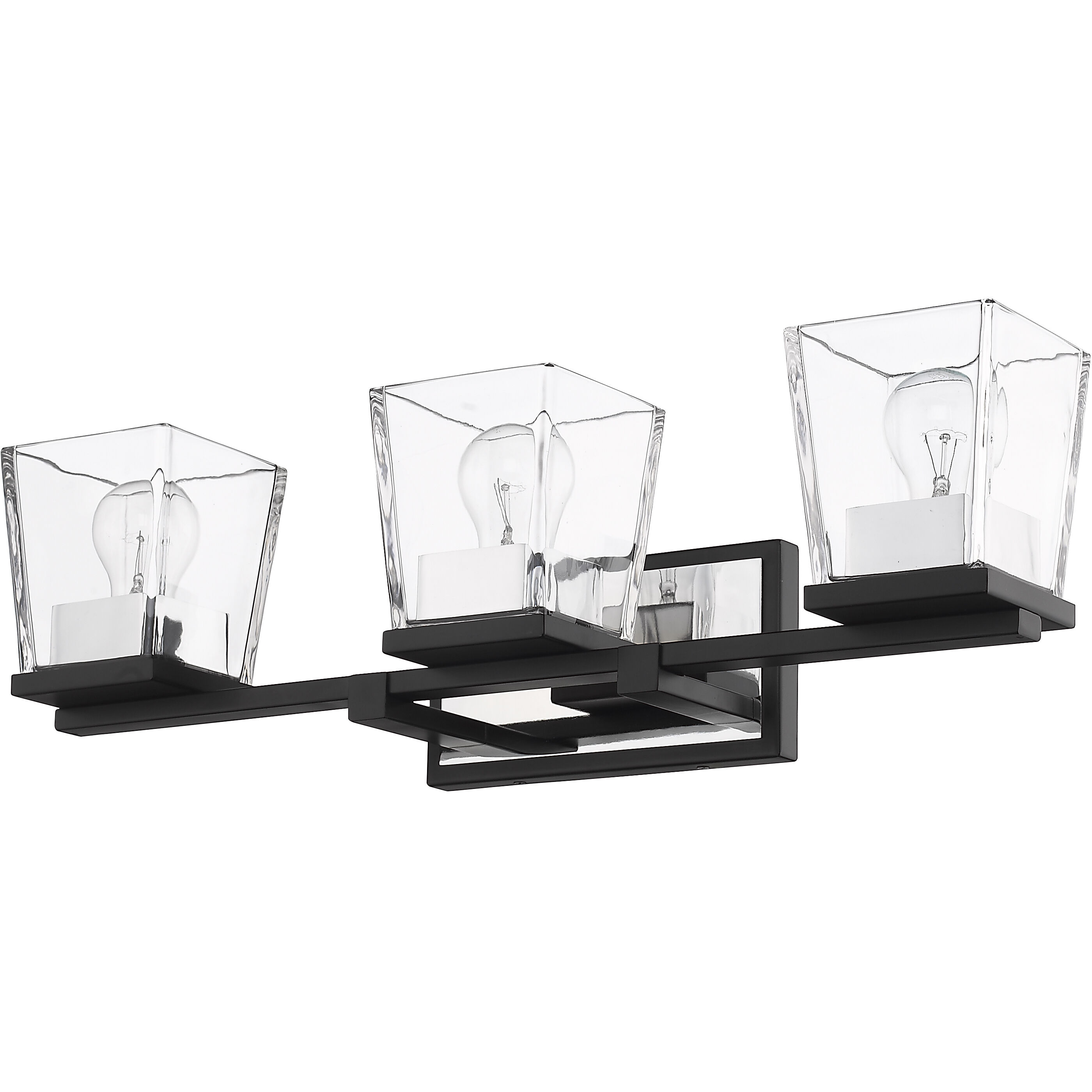 Bleeker Street 3 Light 25 inch Matte Black and Chrome Vanity Wall Light