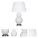 Double Gourd 31 inch 150 watt Lily Glazed Ceramic with Antique Silver Table Lamp Portable Light in Pearl Dupioni