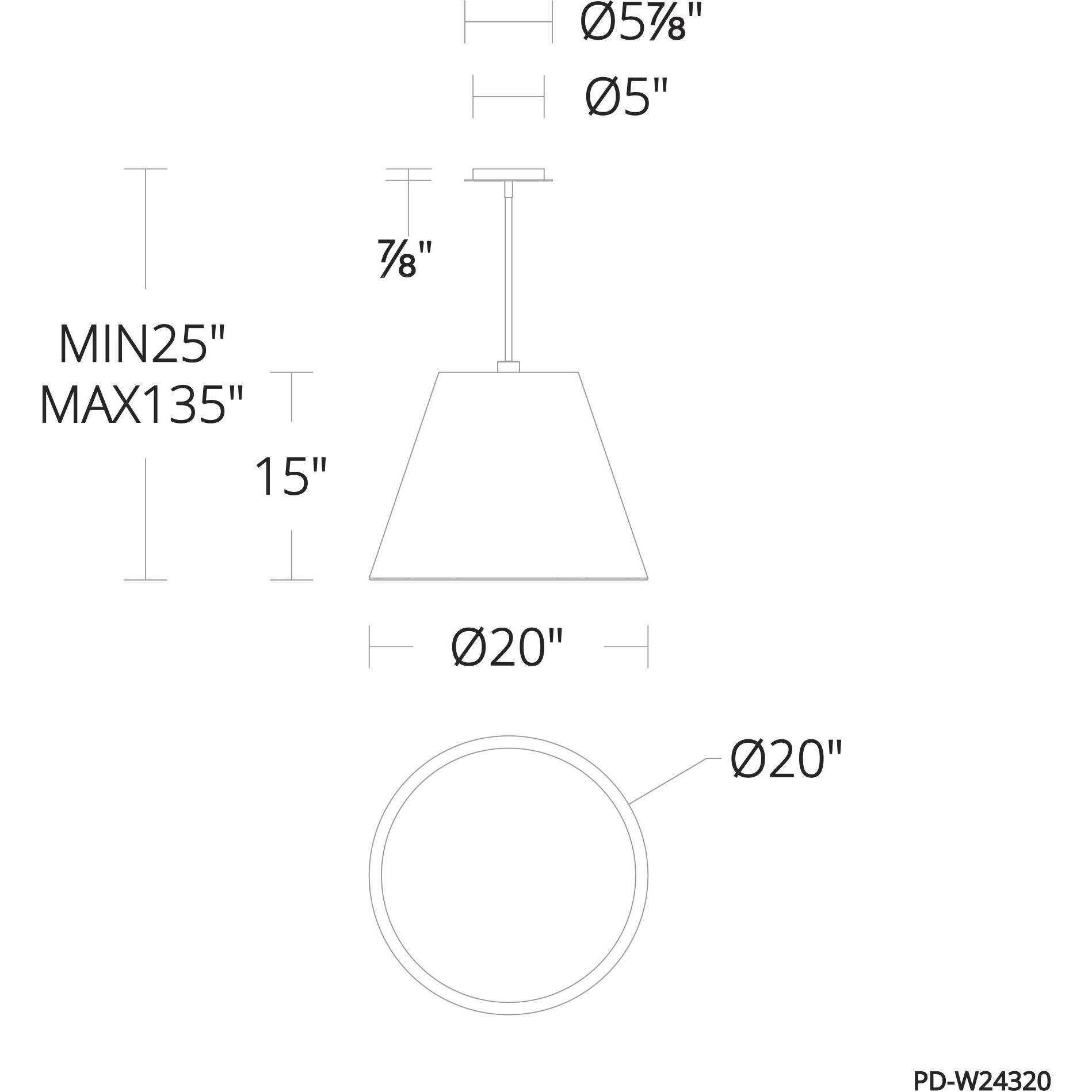 Myla 1 Light 20 inch Black Outdoor Pendant in 3500K