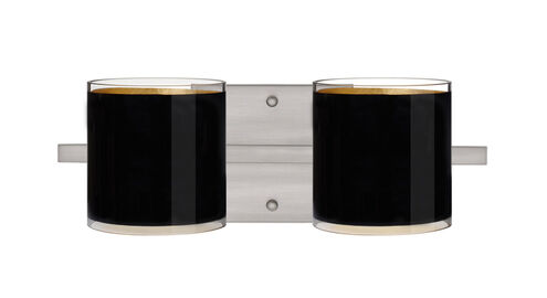 Pogo 2 Light 15 inch Satin Nickel Vanity Lighting Wall Light in Halogen, Black/Inner Gold Foil Glass