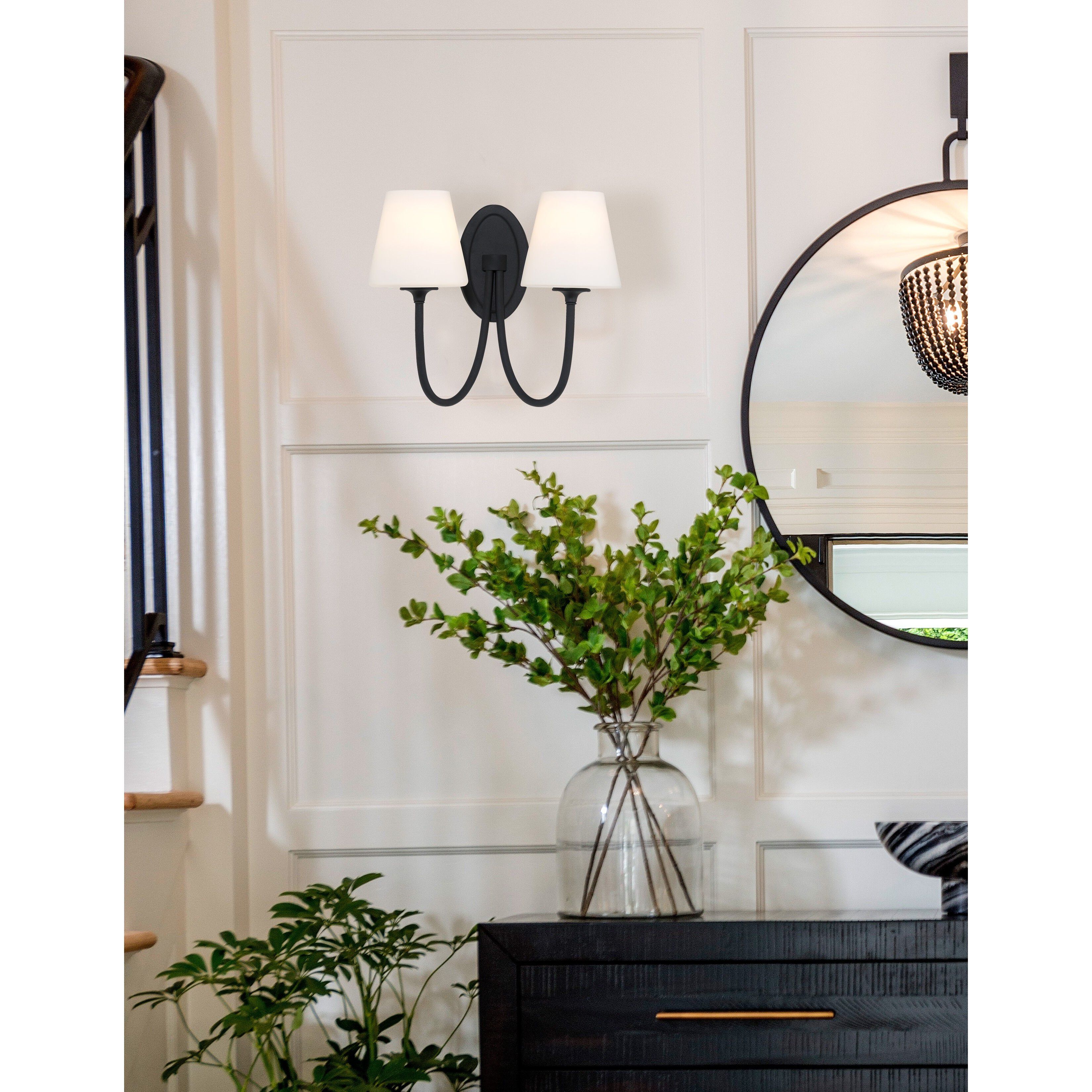 Juno Bath Wall Light in Black Forged