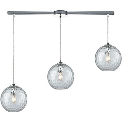 Watersphere Linear Mini Pendant Ceiling Light in Hammered Clear Glass