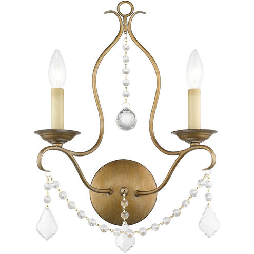 Chesterfield 2 Light 12 inch Antique Gold Leaf Wall Sconce Wall Light