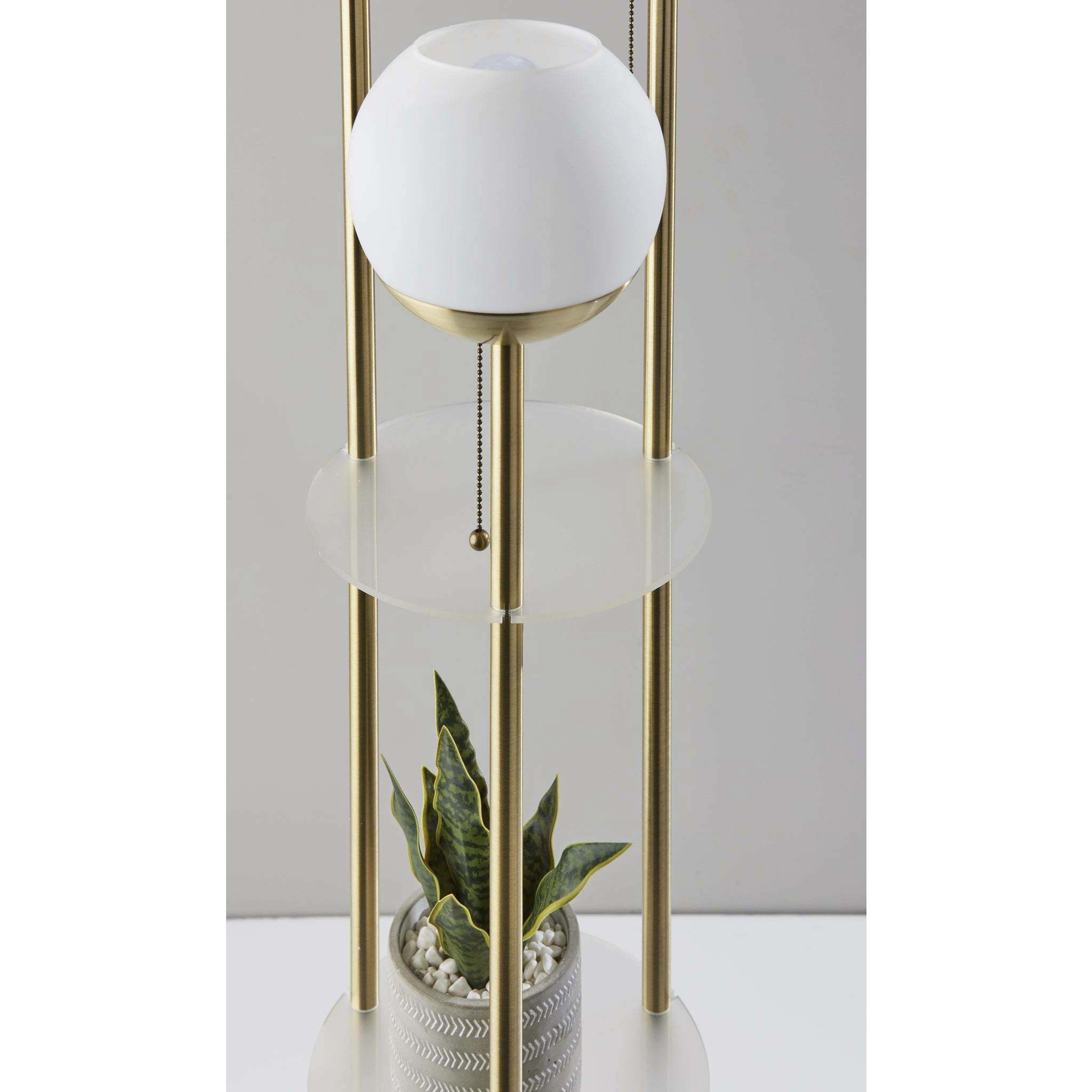 Bianca 63 inch 40.00 watt Antique Brass Floor Lamp Portable Light, with Shelf