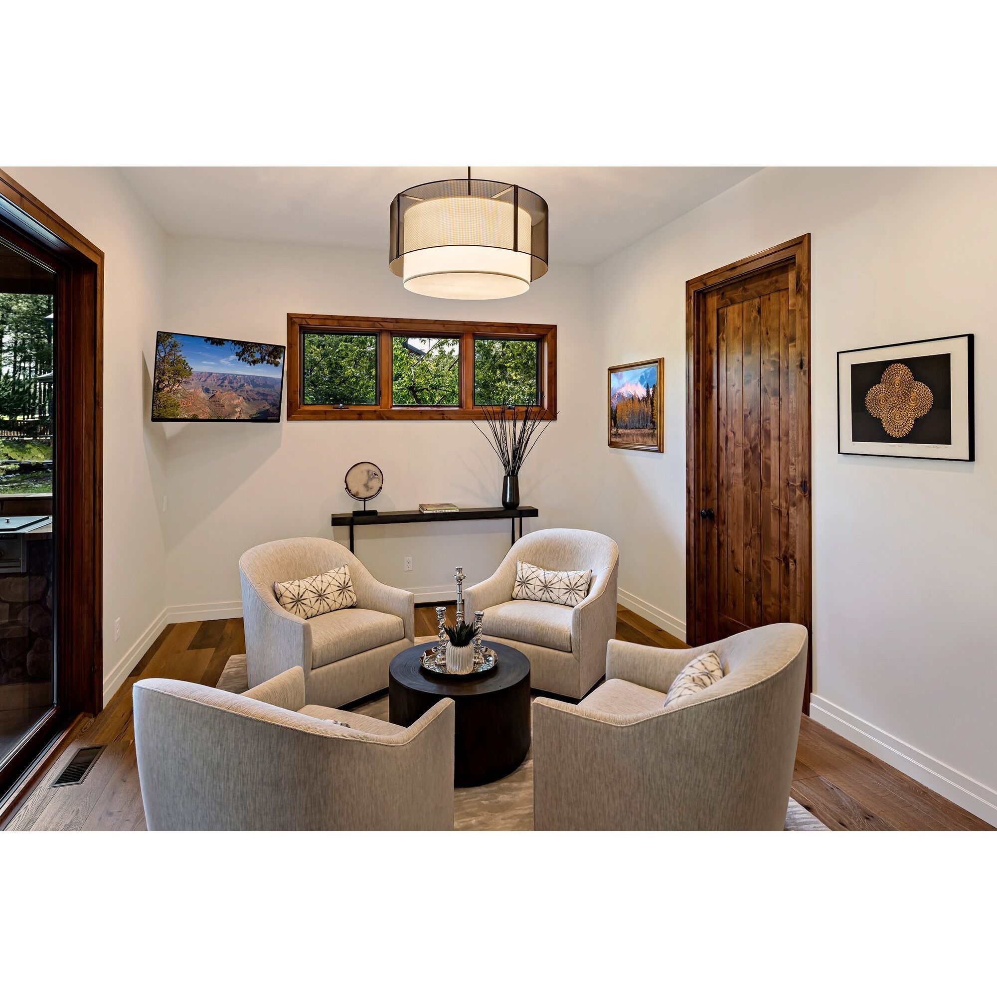 Uptown Mesh LED 24.3 inch Matte Black Chandelier Ceiling Light, Drum