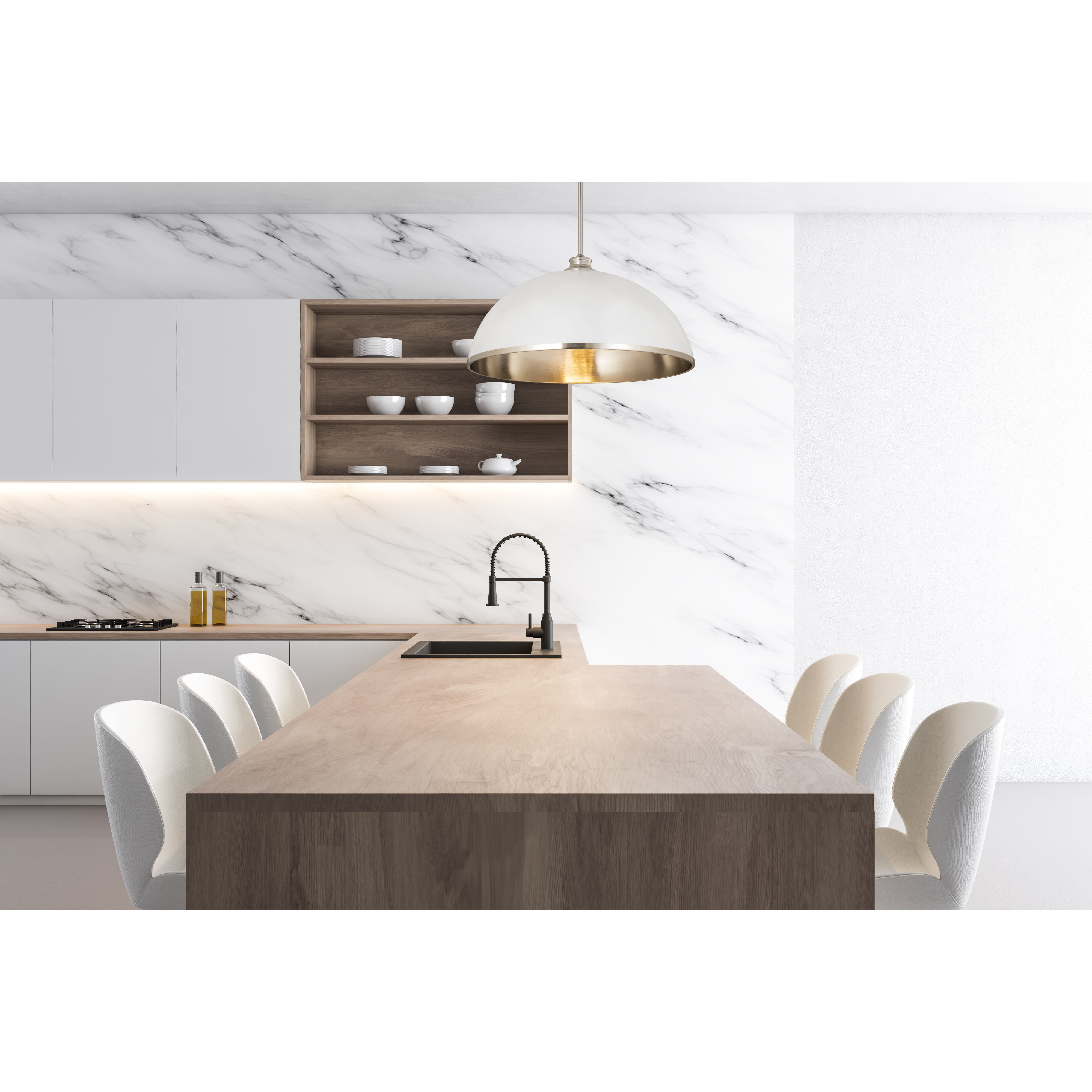 Landry 1 Light 20 inch Matte White and Brushed Nickel Pendant Ceiling Light