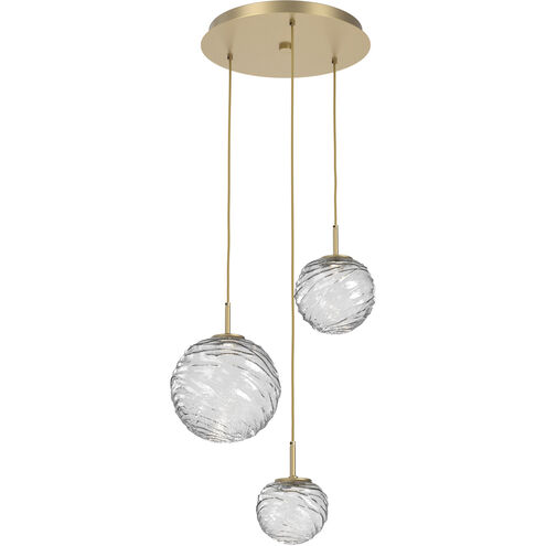 Gaia LED 24 inch Gilded Brass Multi-Pendant Ceiling Light in 3000K LED, Clear
