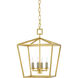 Denison 4 Light 12 inch Contemporary Gold Leaf Lantern Pendant Ceiling Light, Small