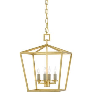 Denison 4 Light 12 inch Contemporary Gold Leaf Lantern Pendant Ceiling Light, Small