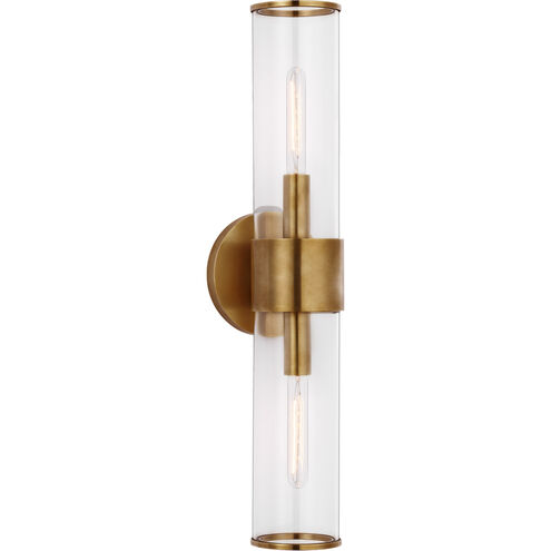 Kelly Wearstler Liaison 2 Light 5.25 inch Antique-Burnished Brass Bath Sconce Wall Light in Clear Glass, Medium