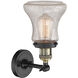 Franklin Restoration Bellmont LED 6 inch Black Antique Brass Semi-Flush Mount Ceiling Light in Seedy Glass, Franklin Restoration