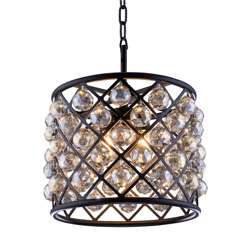 Madison 4 Light 14 inch Matte Black Pendant Ceiling Light in Golden Teak, Faceted Royal Cut, Urban Classic