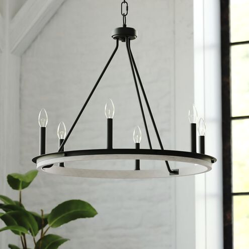 Russel 6 Light 24.75 inch Matte Black and Weathered Gray Chandelier Ceiling Light