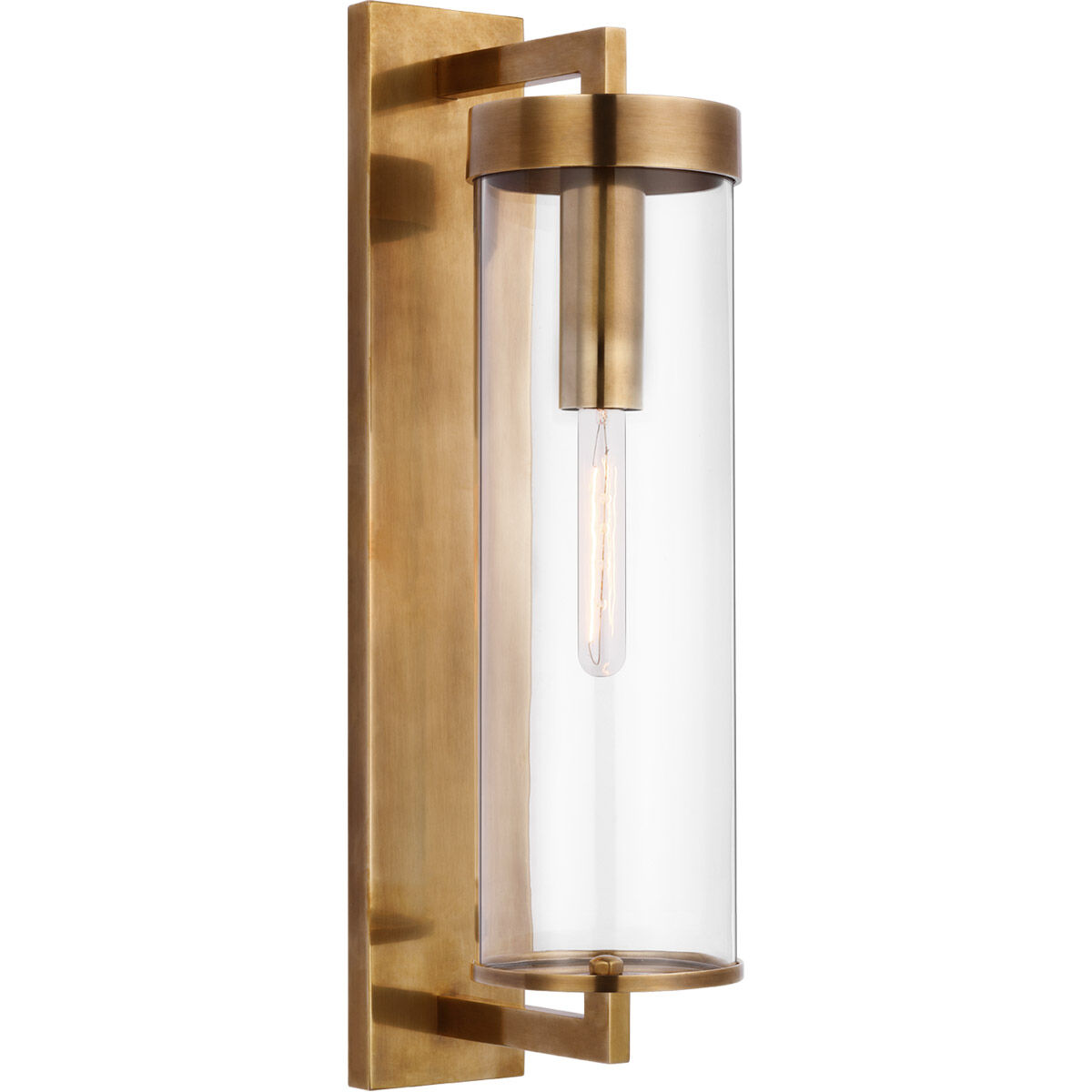 Kelly Wearstler Liaison 1 Light 20 inch Antique-Burnished Brass Outdoor Bracketed Wall Sconce in Clear Glass, Large