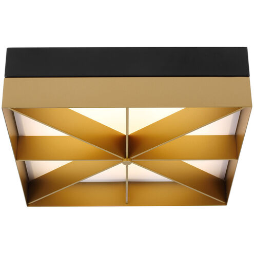 Loom LED 14 inch Black/Gold Flush Mount Ceiling Light in LED 90 CRI 3000K, Integrated LED