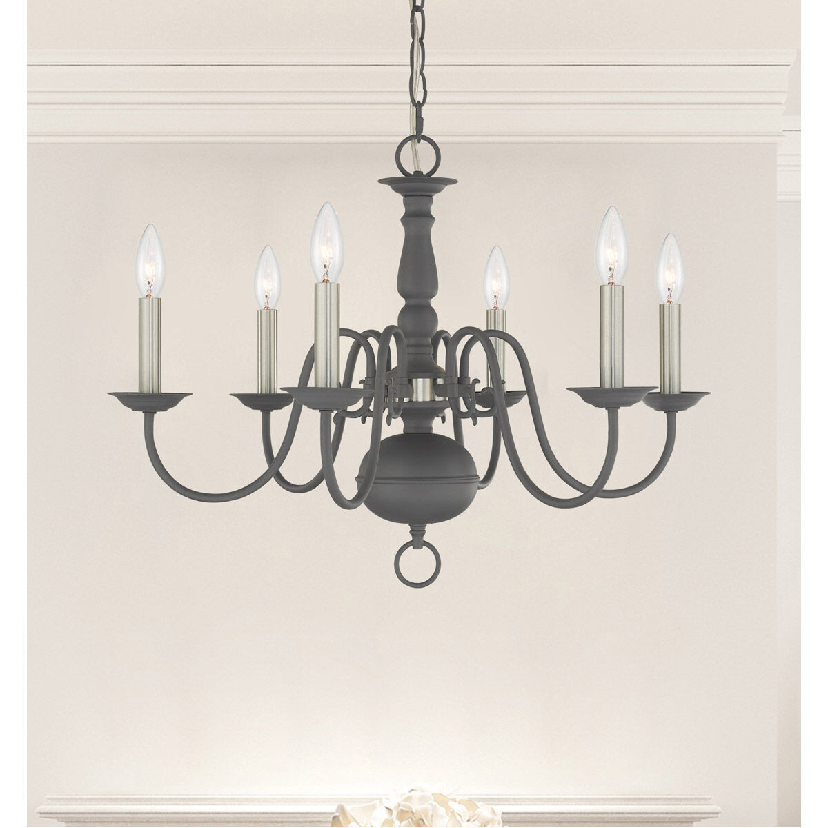 Williamsburgh 6 Light 24 inch Scandinavian Gray Chandelier Ceiling Light