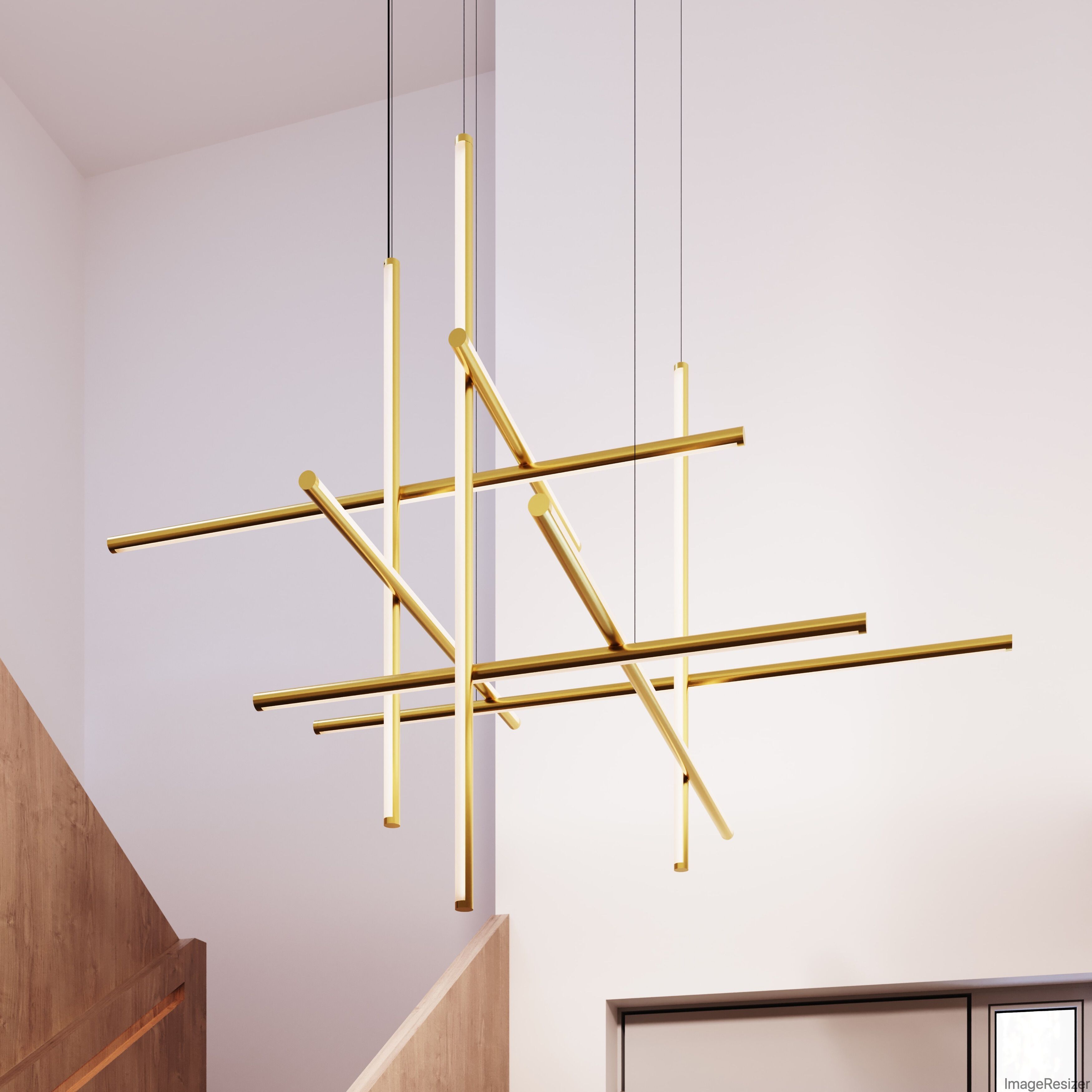 Labyrinth LED 61 inch Brass Chandelier Ceiling Light