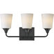 Hudson 3 Light 20.5 inch Black Bath Vanity Wall Light in Satin White