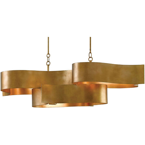 Grand Lotus 6 Light 51 inch Antique Gold Leaf Chandelier Ceiling Light