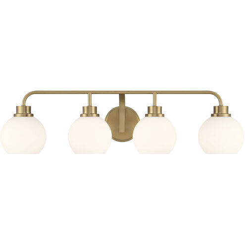 Contemporary 4 Light 32 inch Natural Brass Bathroom Vanity Light Wall Light