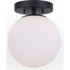Camilo 1 Light 8 inch Black Flush Mount Ceiling Light in Flat Opal Glass
